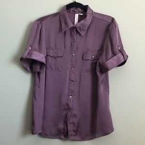 Silk Look Short Sleeved Career Top in Lavender